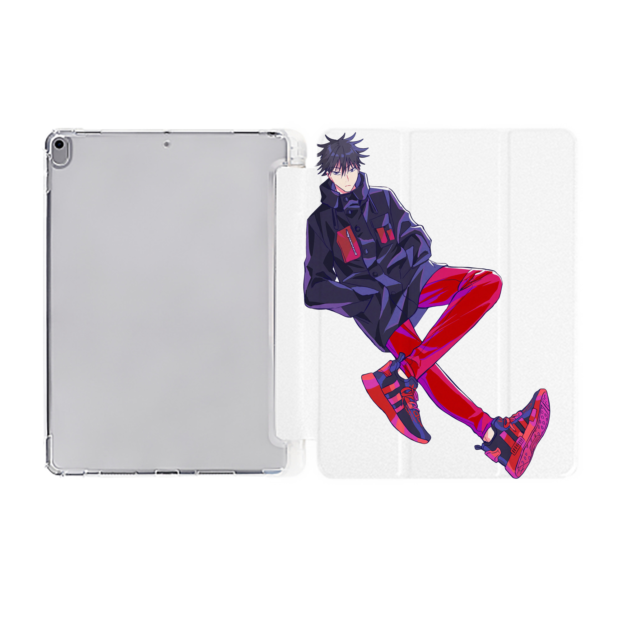 （画像用） 呪術廻戦 Jujutsu Kaisen IPad ケース ペン収納付き 三つ折りスタンド PUレザー×シリコン 対応機種9.5/10.5/10.9インチ